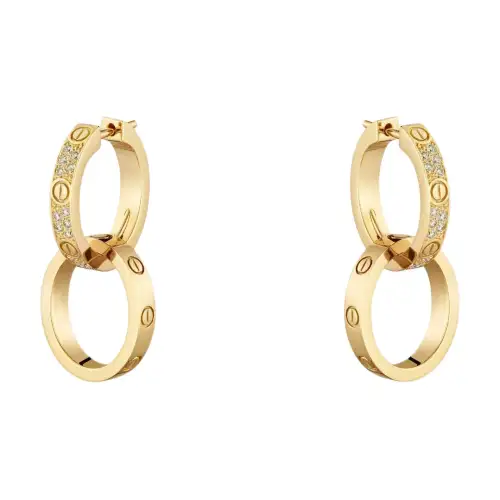 CARTIER LOVE 18K Gold Diamond Earrings Unisex Gold