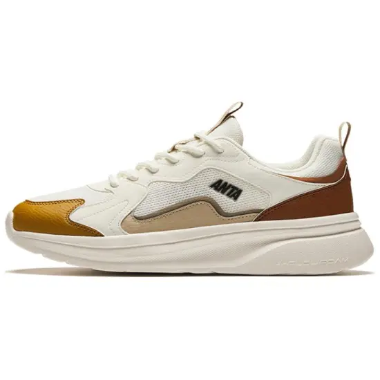 ANTA Life Collection Casual Shoes Men Low-Top Ivory White/Chili Brown/Mulberry Brown