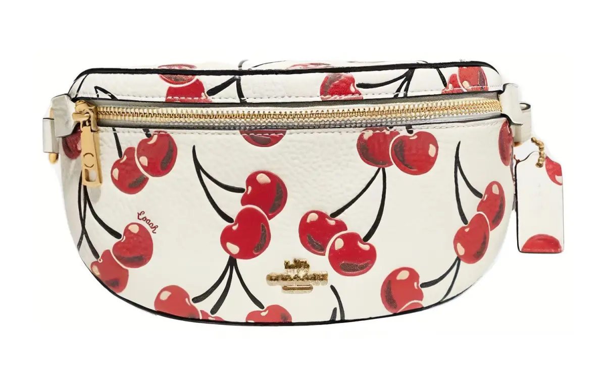 COACH Bethany Pebbled Leather Sling Bag, Fanny Pack Small Women's White