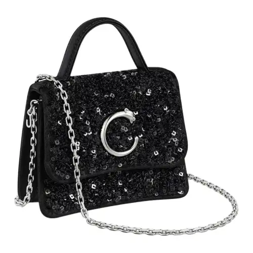 CARTIER Panthère De Cartier Sequins Shoulder Bag, Crossbody Bag, Handbag Mini Women's Black