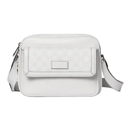 GUCCI Leather Shoulder Bag, Crossbody Bag Mini Unisex White