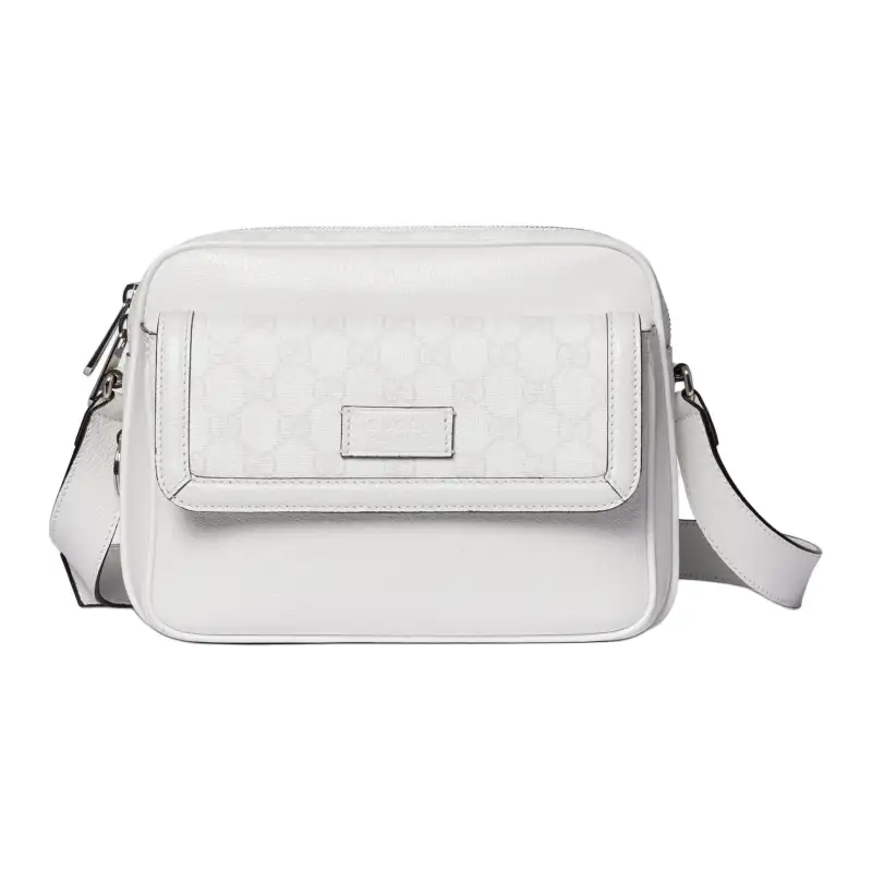 GUCCI Leather Shoulder Bag, Crossbody Bag Mini Unisex White