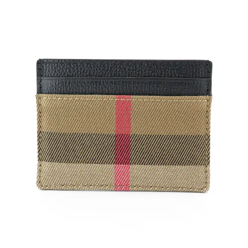 Burberry Leather Card Holder Unisex Black & Brown
