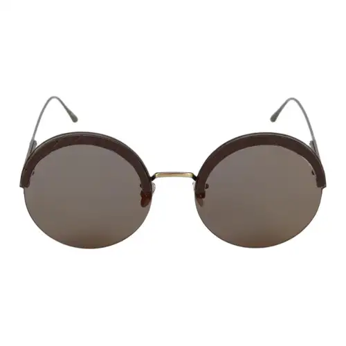 Bottega Veneta Metal Calfskin Oval Sunglasses Women's