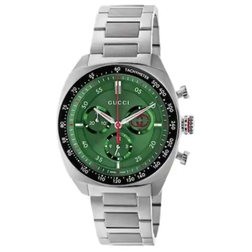 GUCCI Interlocking Wrist Watches Quartz Movement Stainless Steel Watchband 41mm Green Dial Men's Watches