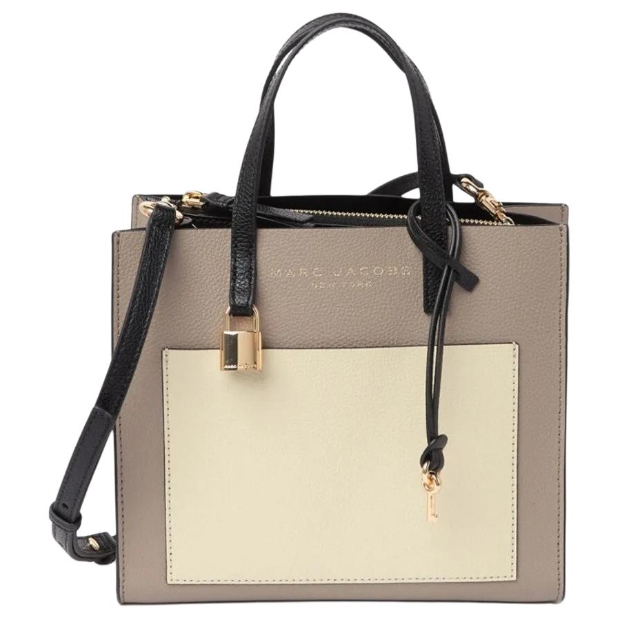 MARC JACOBS Leather Tote Small Square Bag, Handbag, Crossbody Bag Mini Women's Pink White Multicolor