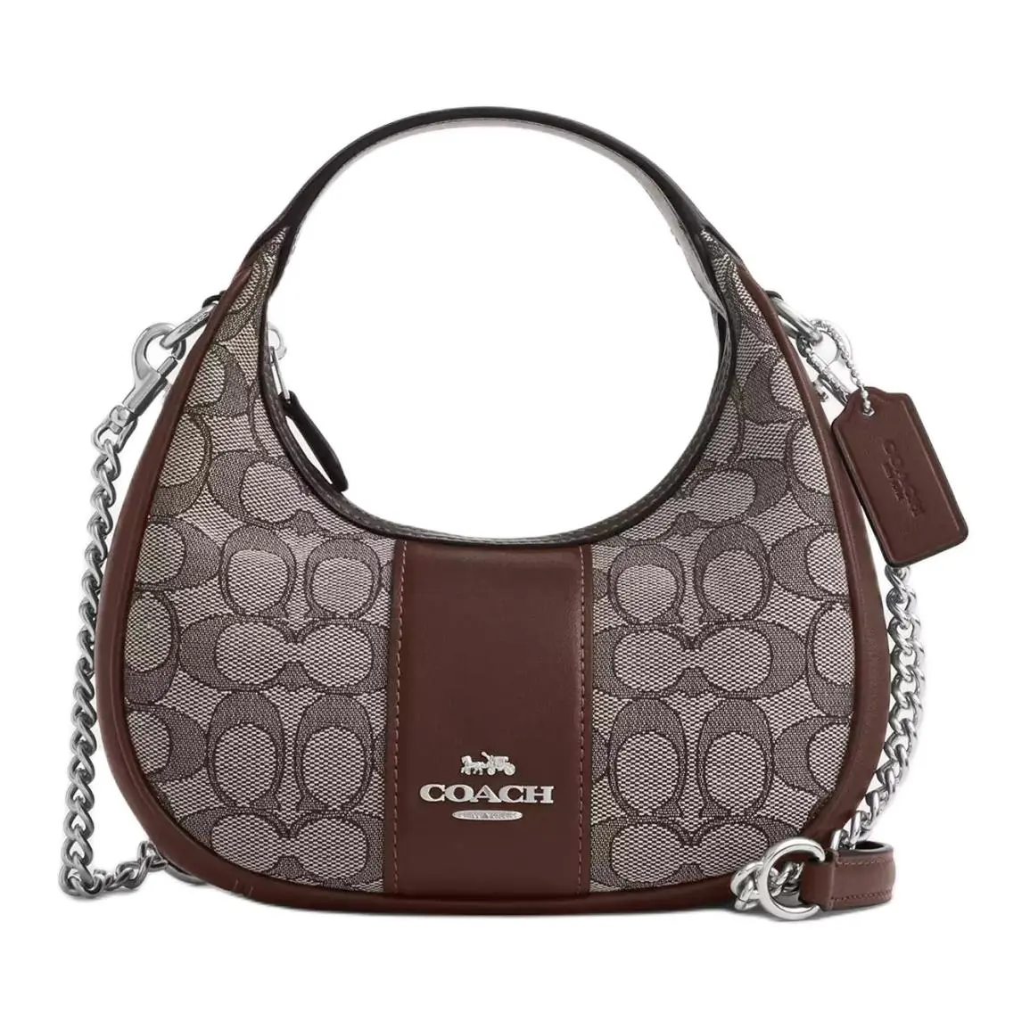 COACH CARMEN Leather Shoulder Bag, Crossbody Bag, Handbag Small Women's Silver Oak Maple