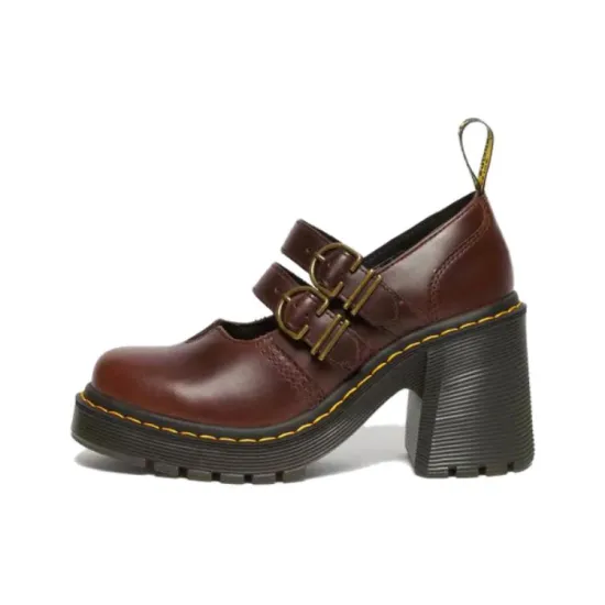 Dr.Martens Chunky Heel Mary Jane Shoes Women's Dark Brown