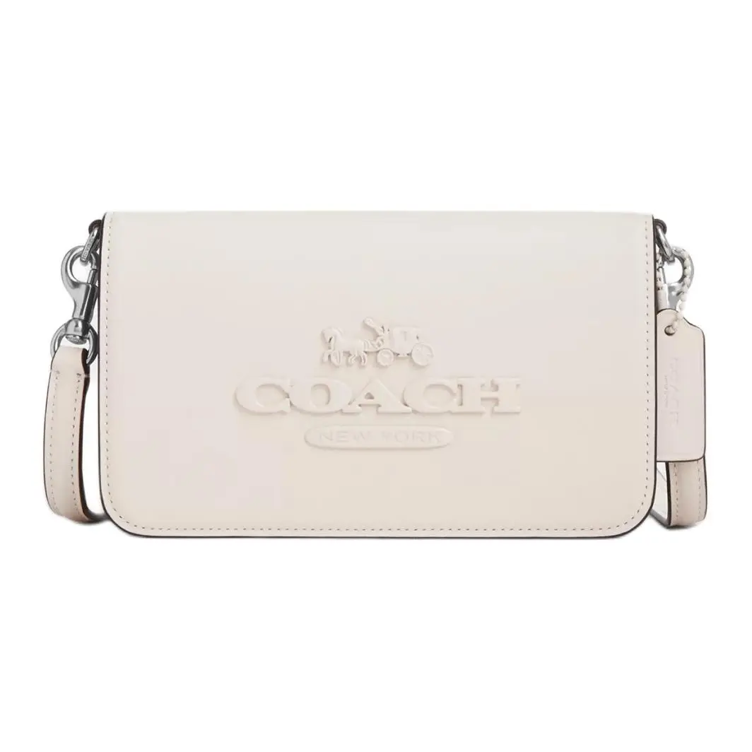 COACH Calfskin Crossbody Bag, Shoulder Bag Small Women's Silver Plain Band