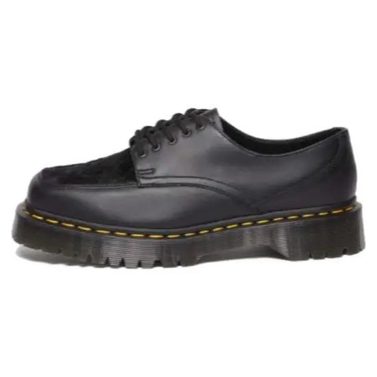 Dr.Martens 5-Eye Bex Square Toe Hair-On & Leather Shoes 'Black' Women's