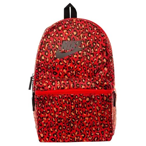 Nike Polyester Backpack Regular Unisex Red Leopard Print
