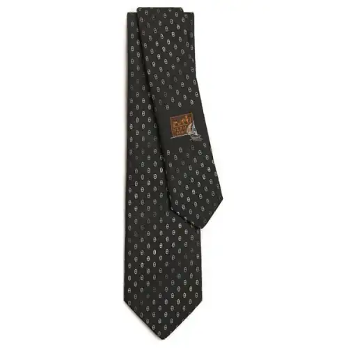 HERMES Maillons Degrades Mulberry Silk, Silk Ties Men's Black