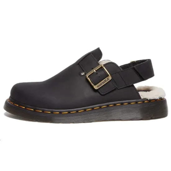 Dr.Martens Jorge Ii Faux Fur Lined Nubuck Slingback Mules 'Black' Women's