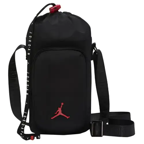 Jordan Cotton Water Bottle Bag, Cell Phone Pouch, Shoulder Bag, Crossbody Bag Regular Unisex Black Red Colorway