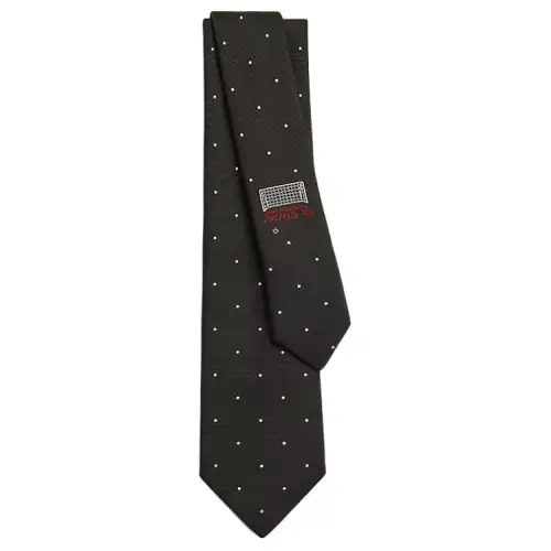HERMES Mulberry Silk Ties Men's Black