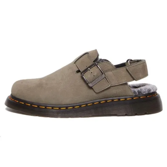 Dr.Martens Jorge Ii Faux Fur Lined Nubuck Slingback Mules 'Nickel Grey' Women's
