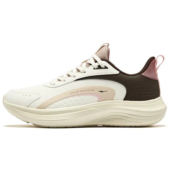 Erke Running Shoes Women's Low-Top Microcrystal White/Dark Mahogany