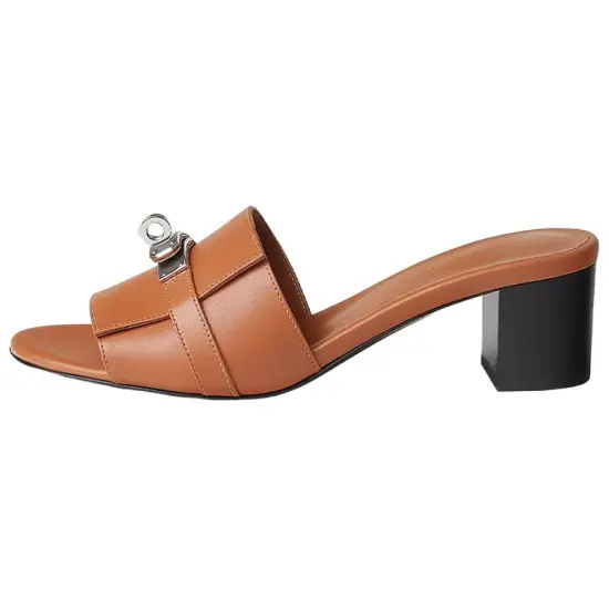 HERMES Gigi Slip-Resistant Slide Slippers Women's Brown