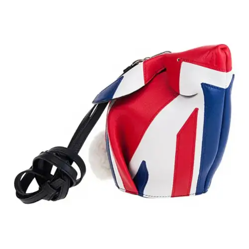 LOEWE Suede Cow Leather Shoulder Bag, Crossbody Bag Women's Blue & Red