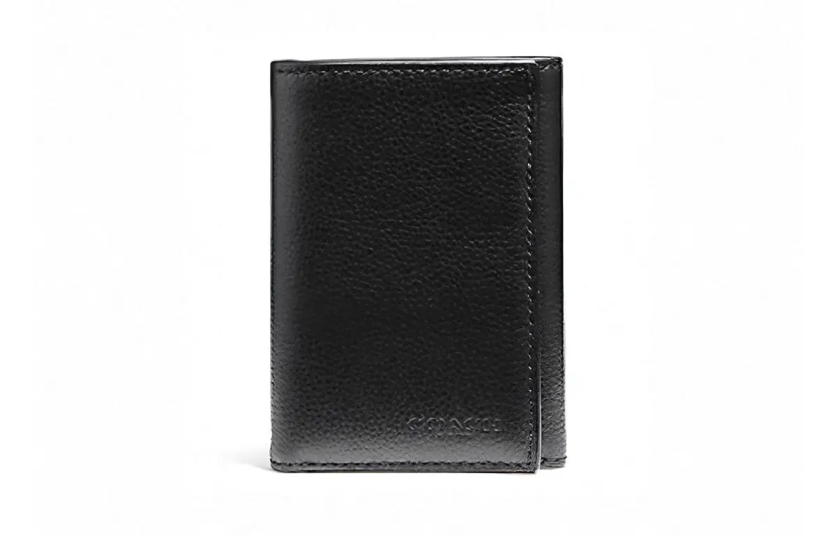 COACH Trifold Wallet Cow Leather Wallets Men's Black