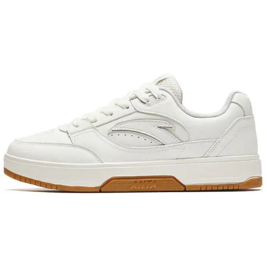 ANTA Skateboard Shoes Women's Low-Top Ivory White/Cumulus Grey