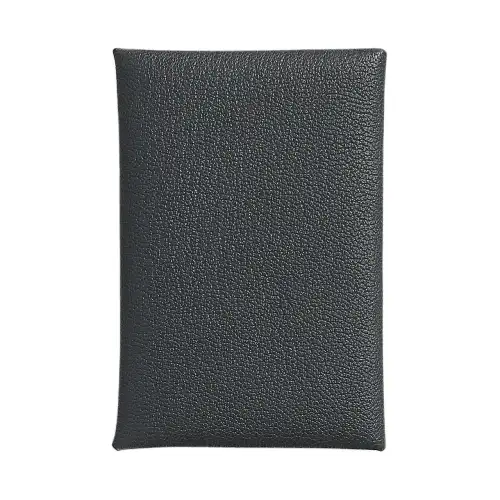 HERMES Calvi Mysore Goat Skin Wallet, Coin Purse, Card Holder Women's Mist & Gray & Black