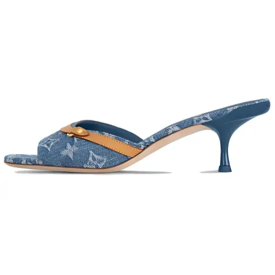 LOUIS VUITTON Revival Rubber Sole Slide Slippers Women's Blue