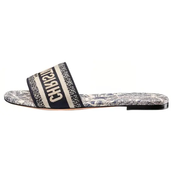 DIOR Women's DWay Slide 'Plan De Paris Motif - White Black'