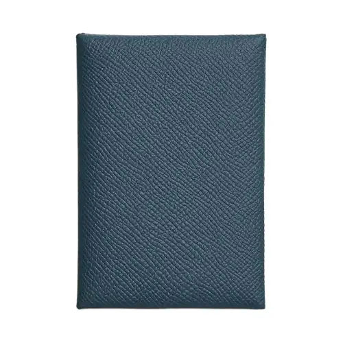 HERMES Calvi Duo Epsom Leather Card Holder Women's Prussian Blue & Bubble Green