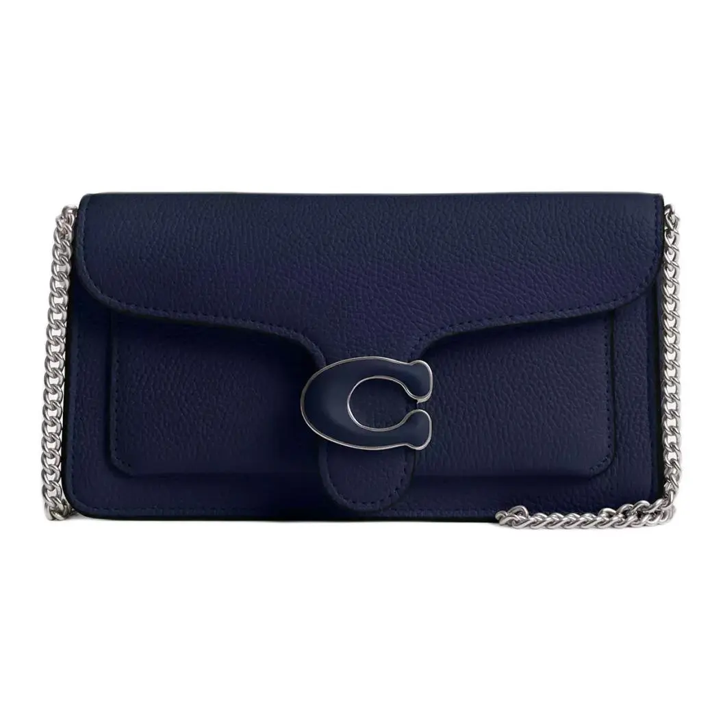COACH Tabby Pebbled Leather Clutch, Shoulder Bag, Crossbody Bag Small Women's Dark Blue