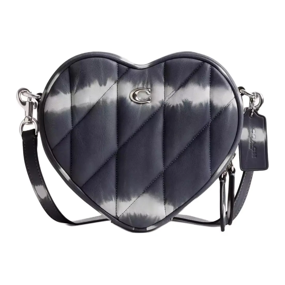 COACH Heart Nappa Leather Shoulder Bag, Crossbody Bag Small Women's Midnight Marine Blue Multicolor