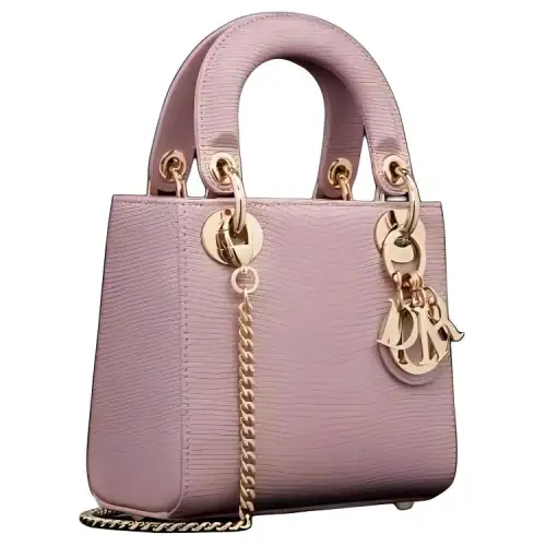 DIOR Lady Dior Detachable Strap Lizard Skin Handbag, Shoulder Bag, Crossbody Bag, Handbag Mini Women's Begonia Pink