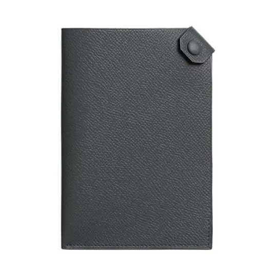 HERMES Tarmac Epsom Leather Passport Holder Small Men's H0 Gris Misty Gray