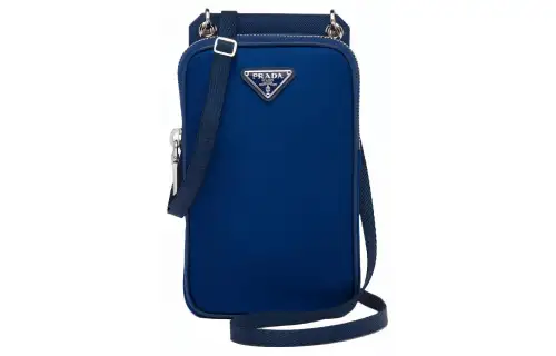 PRADA Nylon One Shoulder Crossbody Cell Phone Pouch Men's Blue