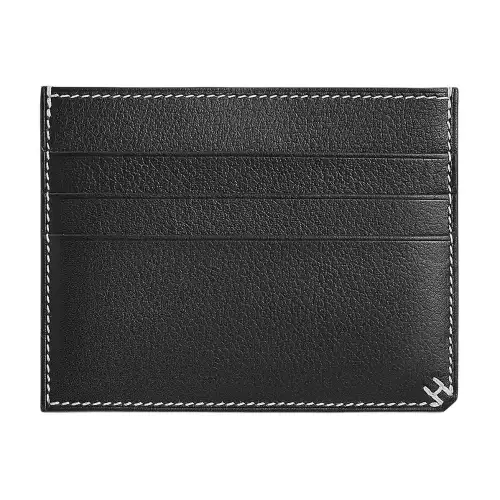 HERMES Evergrain Calfskin Card Holder Women's 89 Noir Black