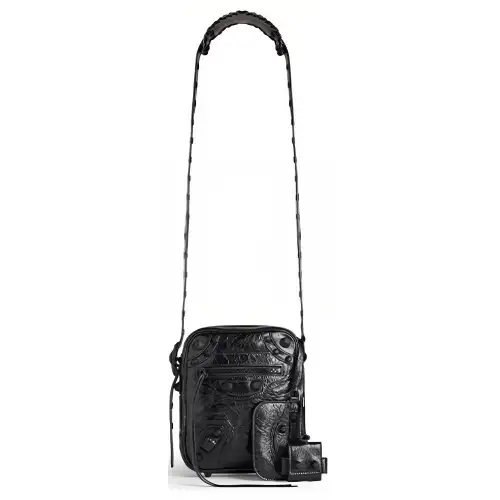 Balenciaga Le Cagole Fine Grained Sheepskin Shoulder Bag, Crossbody Bag Men's Black