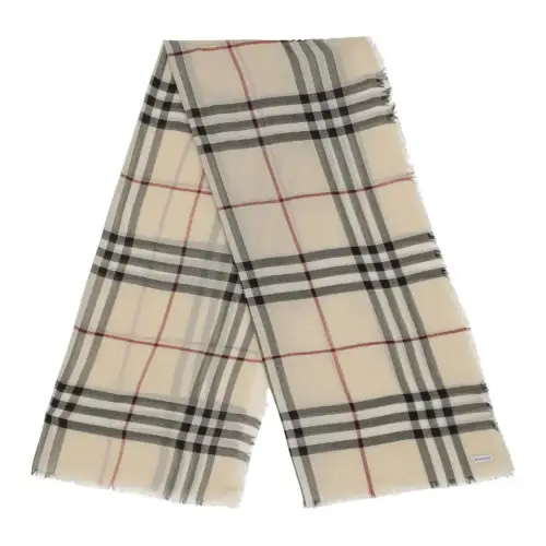 Burberry Check Printed Frayed-Edge Scarf