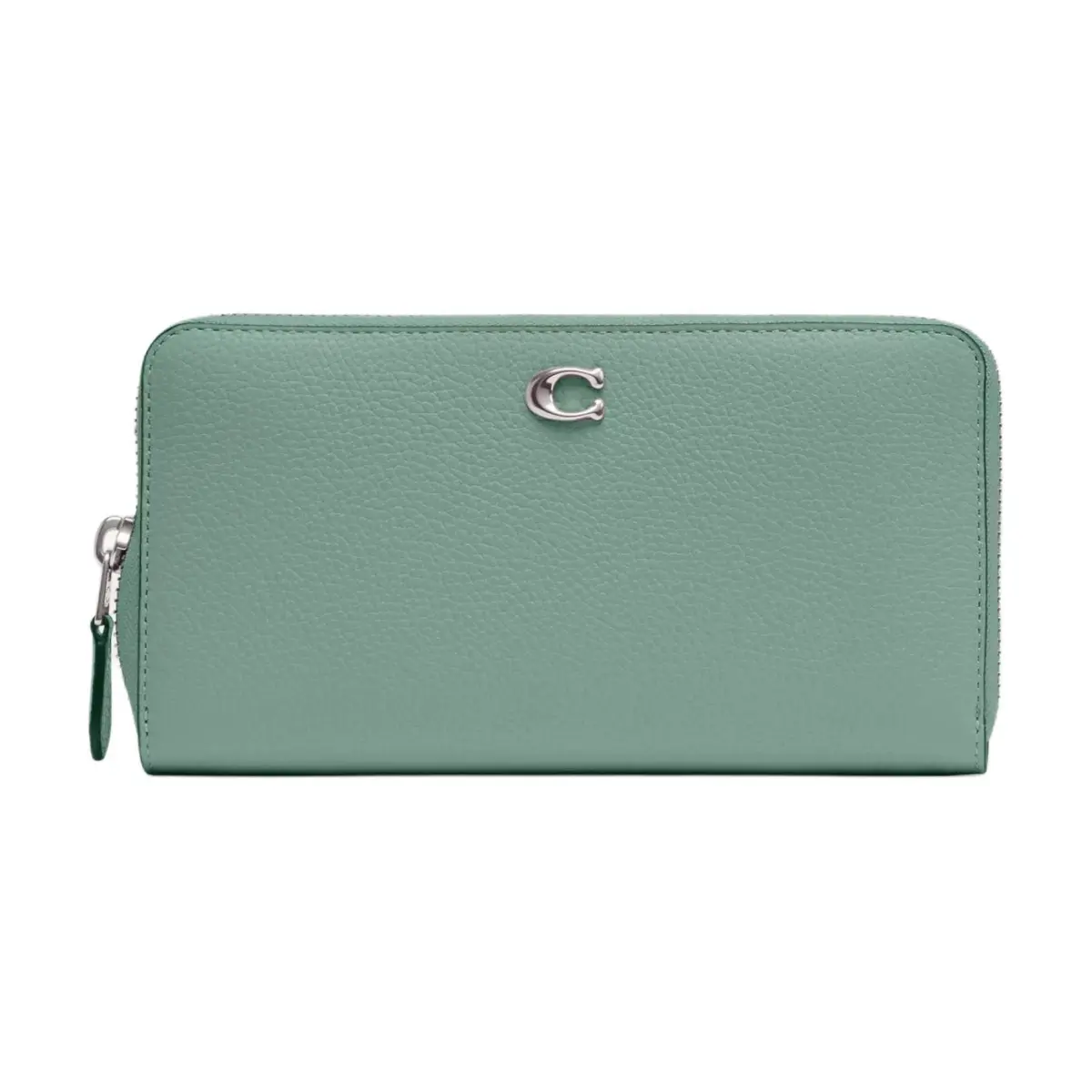 COACH Accordion Zip Polished Pebble Leather Wallet Small Women's Green