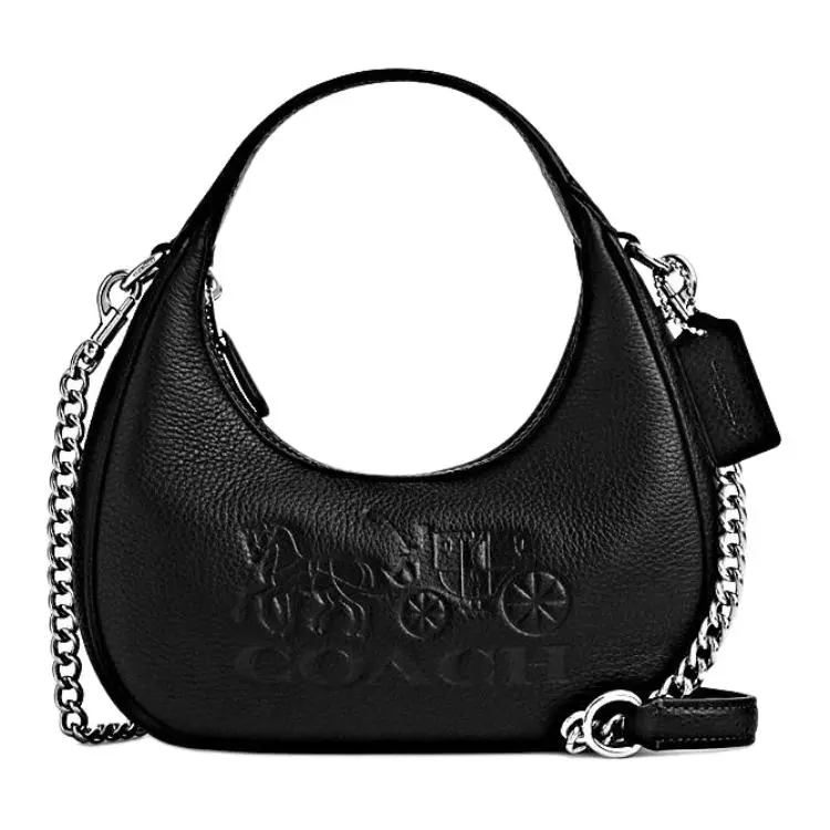 COACH CARMEN Leather Hobo Bag, Handbag, Shoulder Bag, Crossbody Bag Small Women's Black