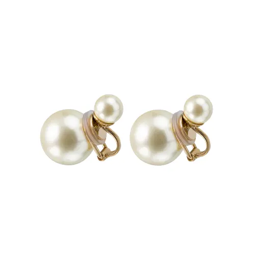 DIOR Gold Plated Earrings Women's Ivory