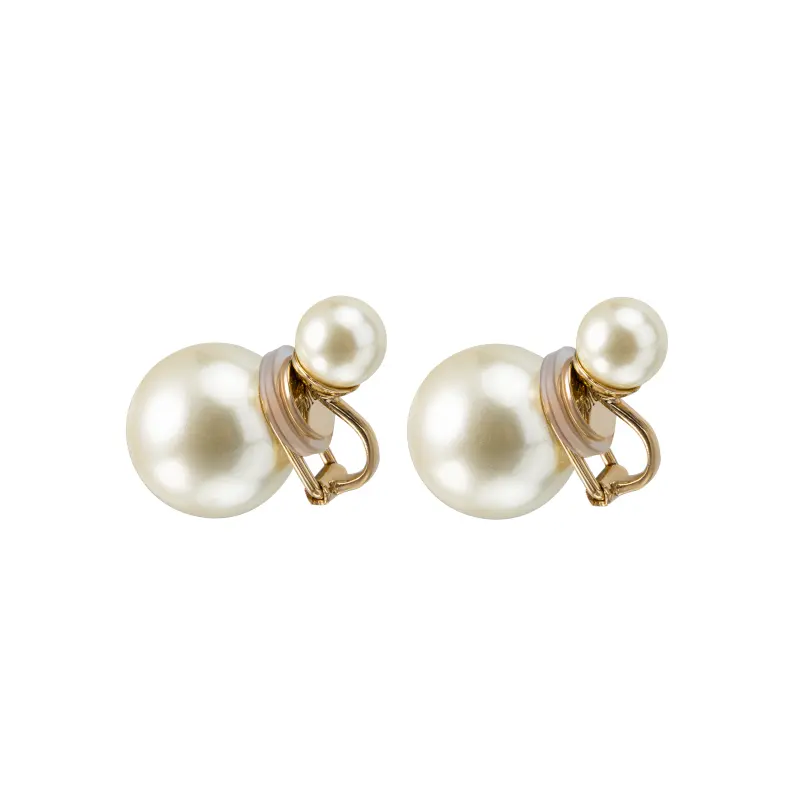 DIOR Gold Plated Earrings Women's Ivory