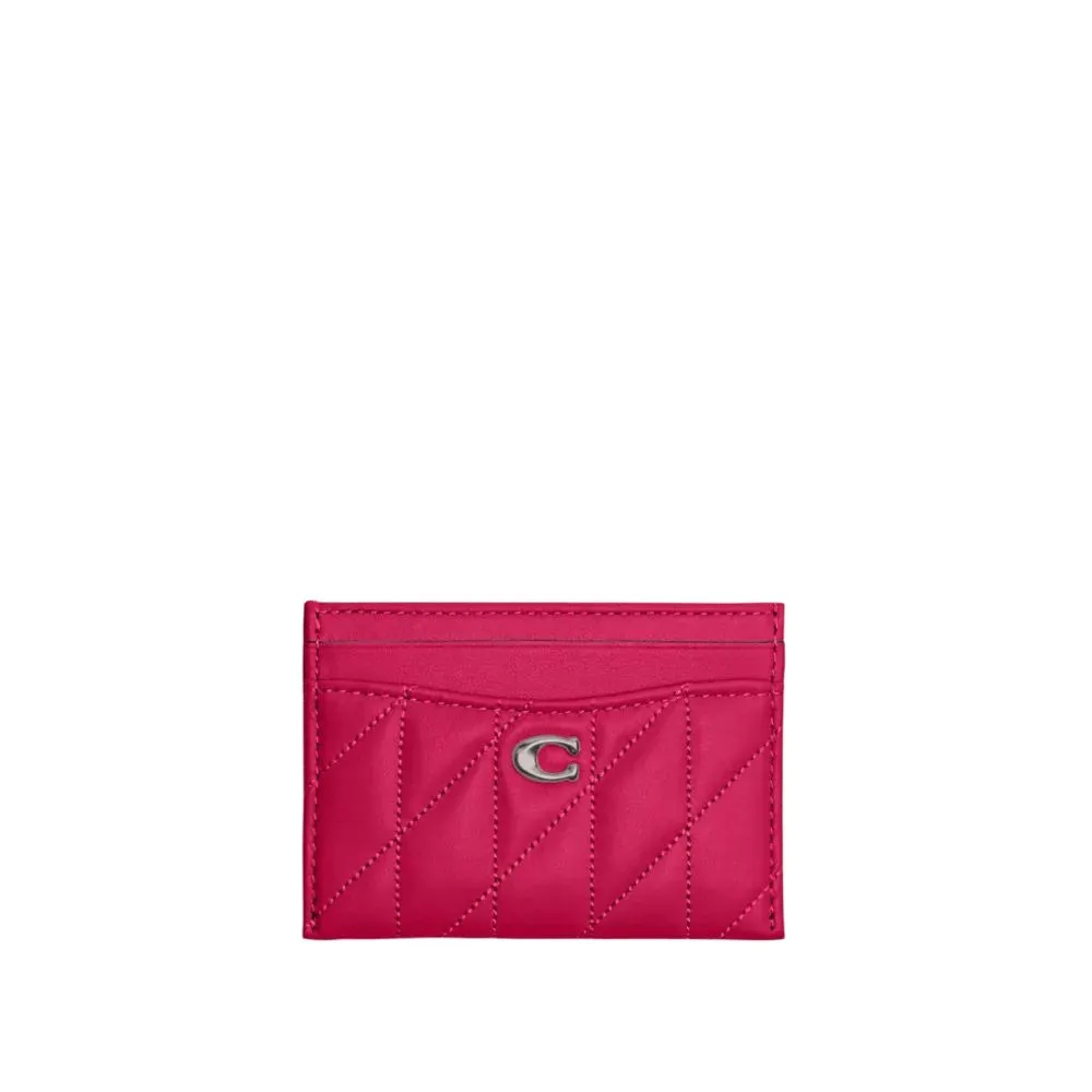 COACH Card Case Leather Card Holder Women's Dragon Fruit