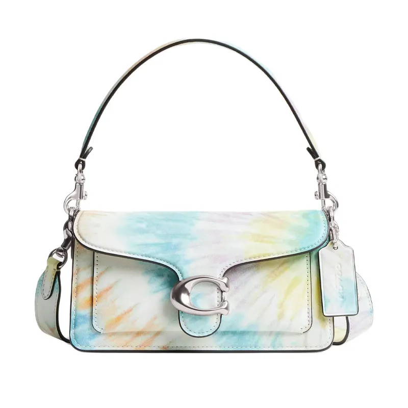 COACH Tabby Smooth Leather Handbag, Shoulder Bag Small Women's Silver & Multicolor