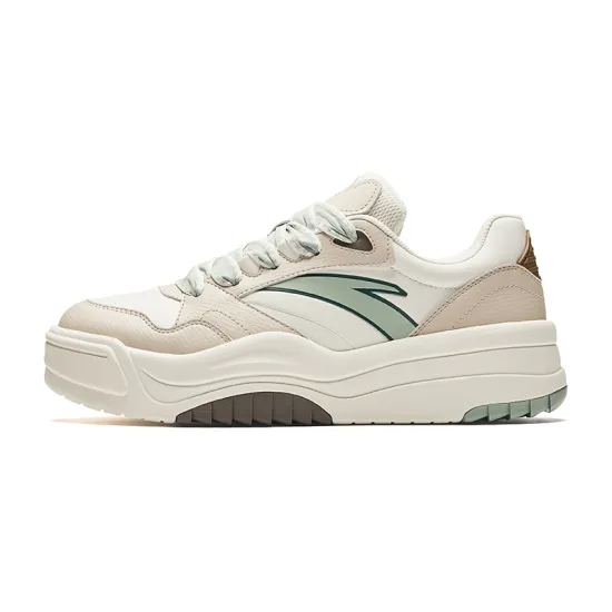 ANTA Skateboard Shoes Men Low-Top Ivory White Chalk/Hydrogen Green