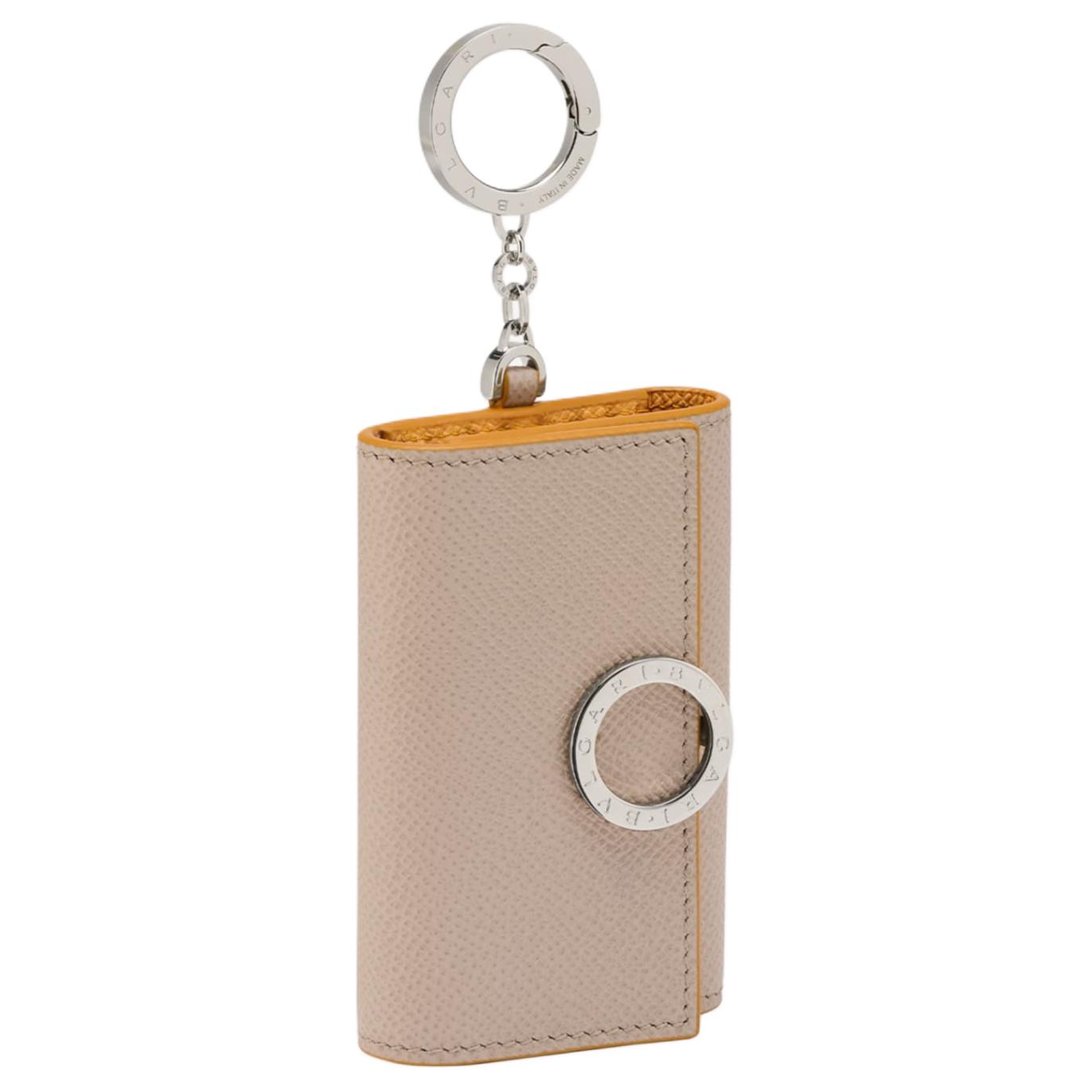 BVLGARI Bulgari Clip Calfskin Key Pouch Women's Gray Pink
