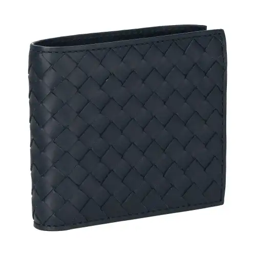Bottega Veneta Calfskin Wallet Unisex Marine Blue