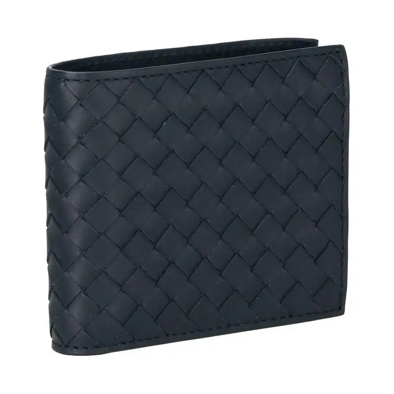 Bottega Veneta Calfskin Wallet Unisex Marine Blue