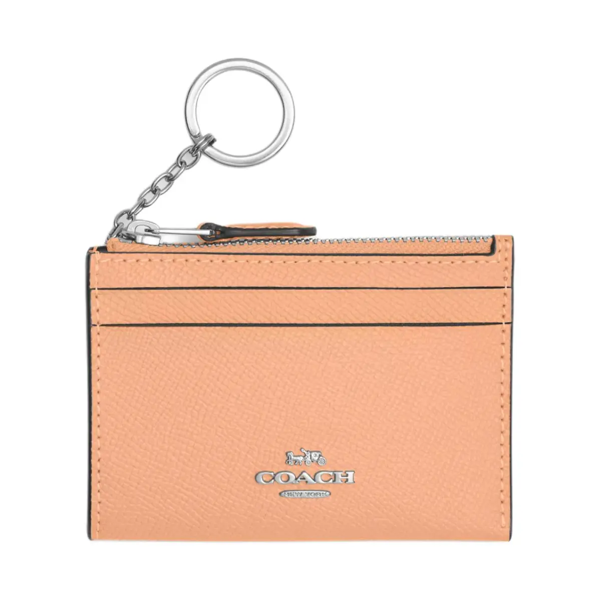 COACH Skinny Id Case Cross Grain Leather Card Holder Regular Women's Beige Pink