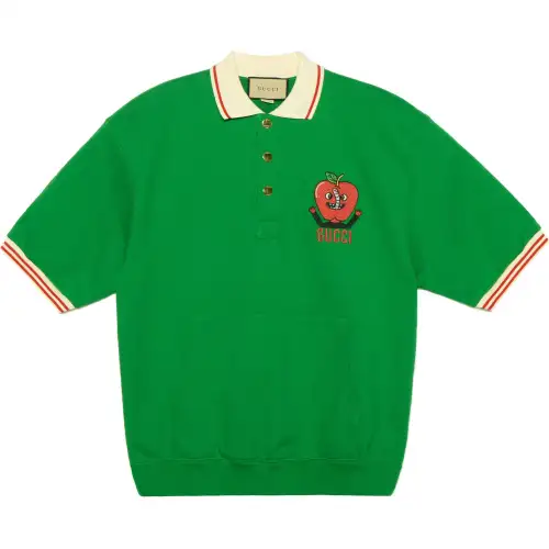 GUCCI Embroidered Apple Logo Polo Shirt