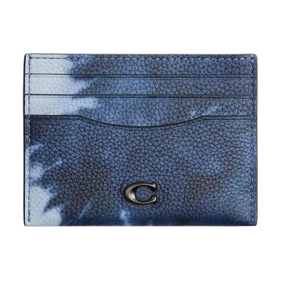 COACH Card Case Pebble Leather Card Holder Card Holder Men's Midnight Marine Blue Multicolor